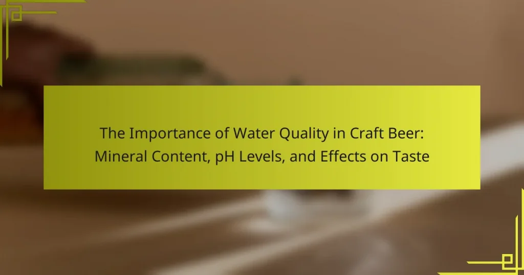 The Importance of Water Quality in Craft Beer: Mineral Content, pH Levels, and Effects on Taste