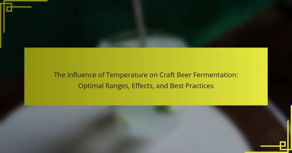 The Influence of Temperature on Craft Beer Fermentation: Optimal Ranges, Effects, and Best Practices