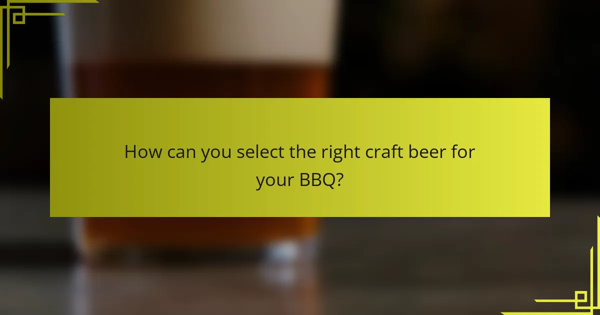 How can you select the right craft beer for your BBQ?